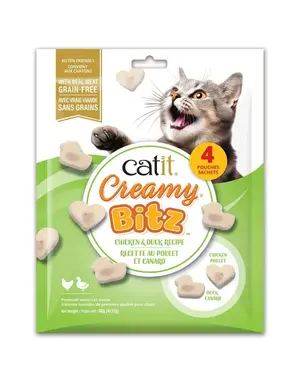 Catit Catit Creamy Bitz gâteries moelleuses poulet et canard paquet de 4