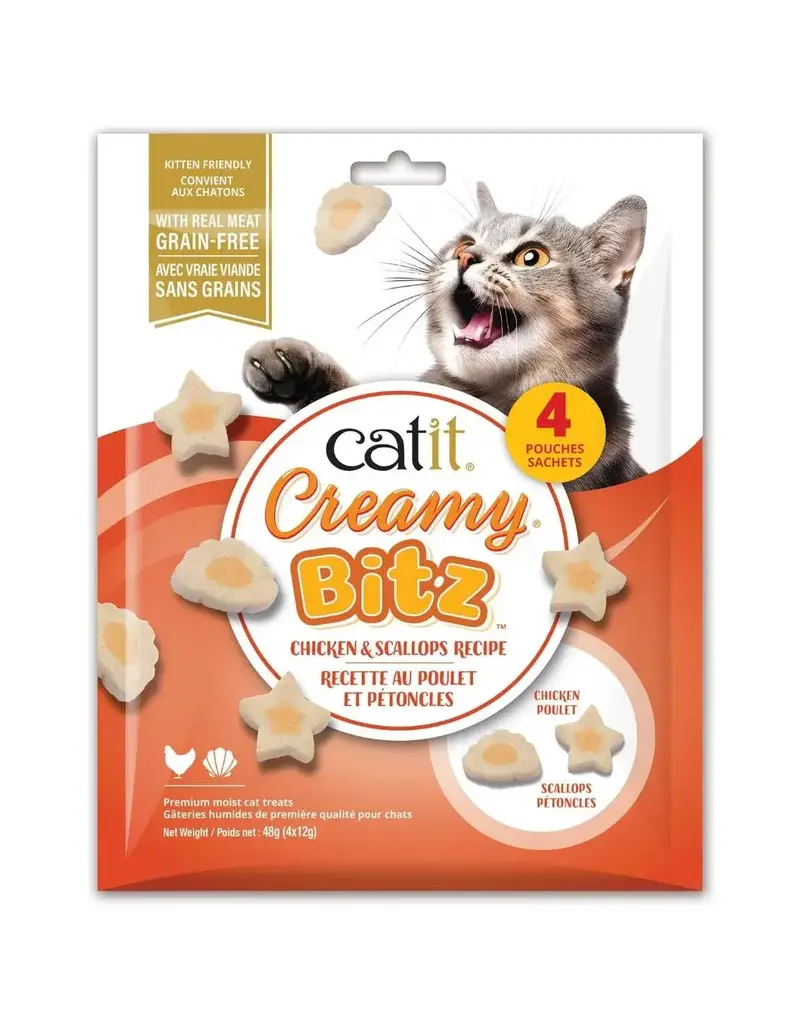 Catit Catit Creamy Bitz gâteries moelleuses poulet et pétoncles paquet de 4