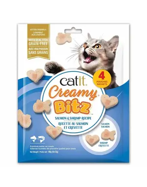 Catit Catit Creamy Bitz gâteries moelleuses saumon et crevette paquet de 4