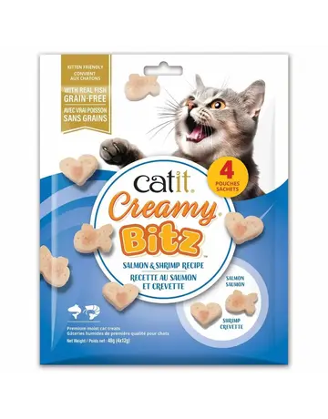 Catit Catit Creamy Bitz gâteries moelleuses saumon et crevette paquet de 4