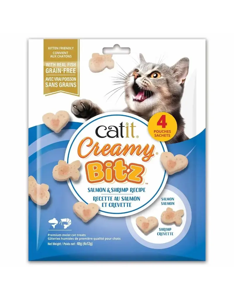 Catit Catit Creamy Bitz gâteries moelleuses saumon et crevette paquet de 4