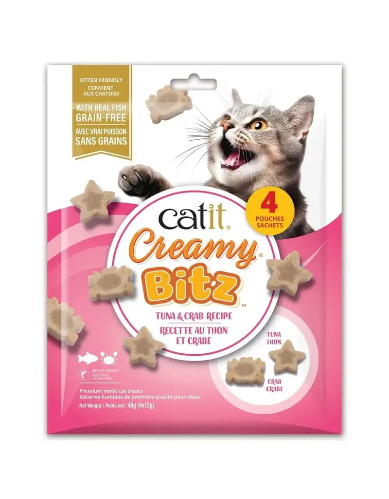 Catit Catit Creamy Bitz gâteries moelleuses thon et crabe paquet de 4