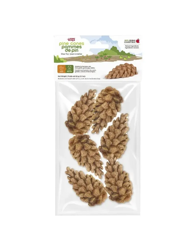 Living World Living World Jouet à mâcher comestible en pommes de pin pour petits animaux – paquet de 6