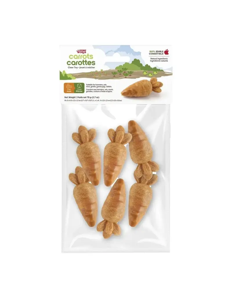 Living World Living World Jouet à mâcher comestible en carottes pour petits animaux – paquet de 6