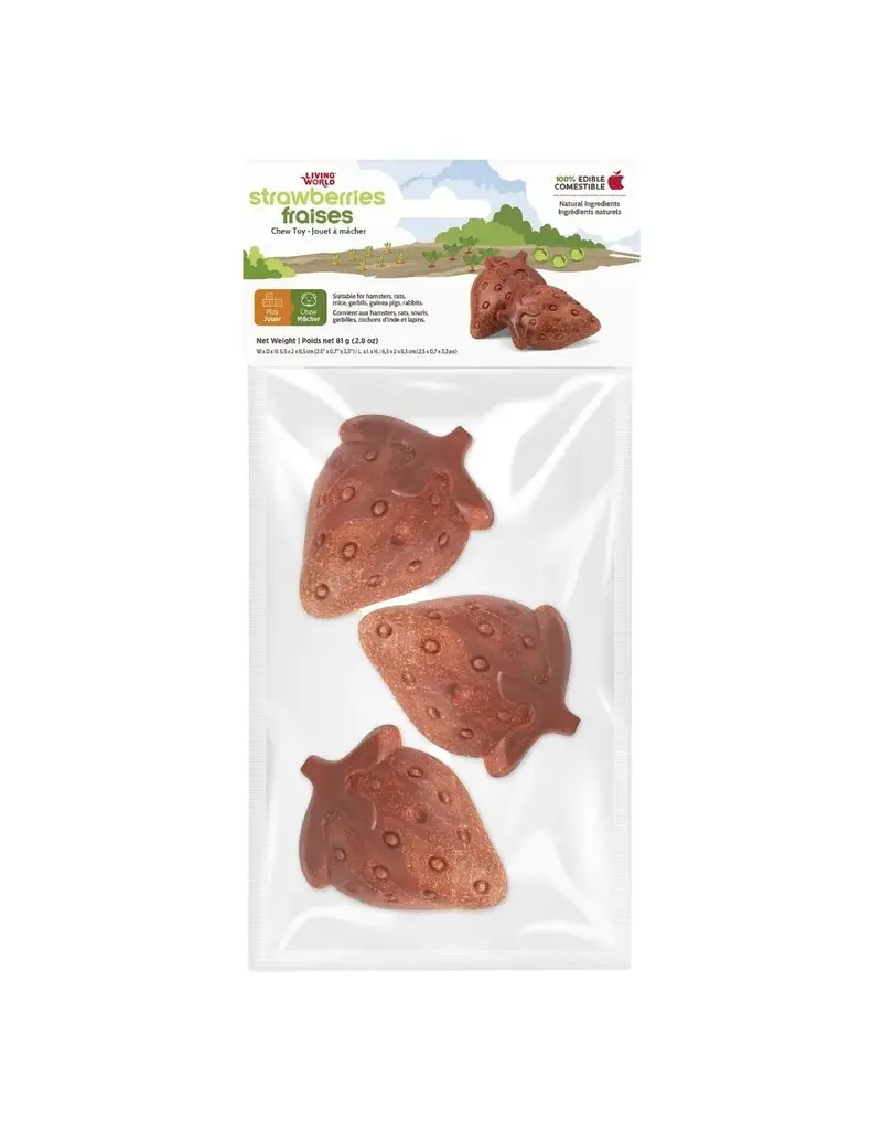Living World Living World Jouet à mâcher comestible en fraises pour petits animaux – paquet de 3