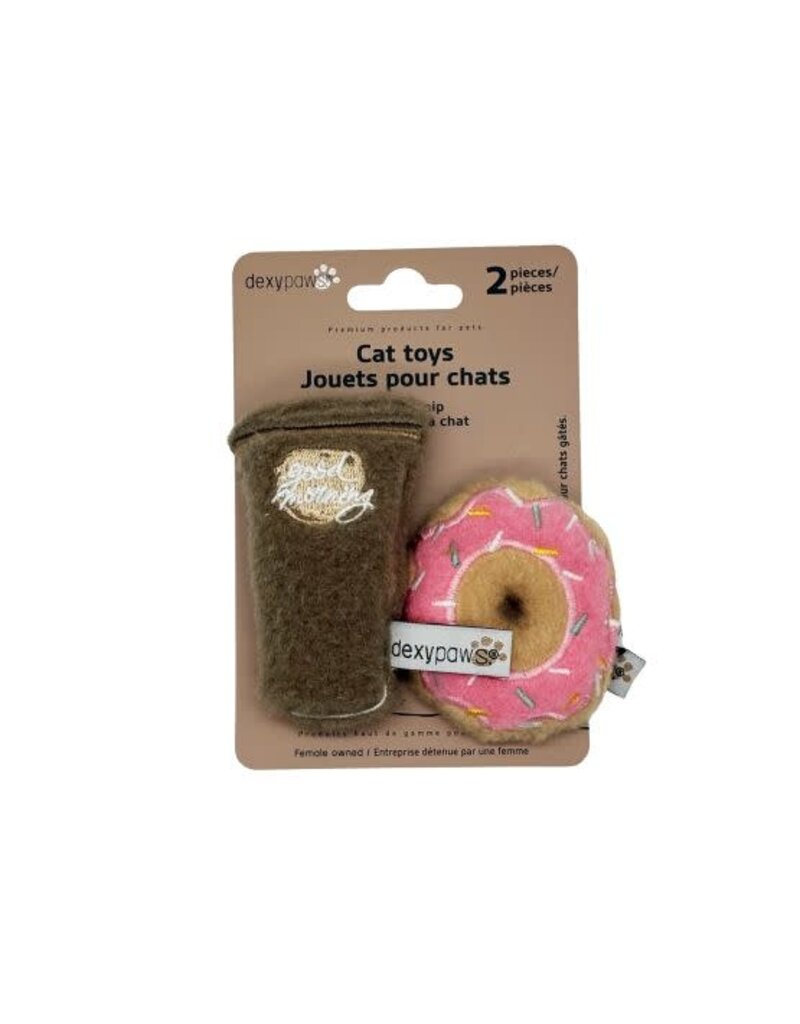 Dexypaws Dexypaws jouets pour chat avec herbe à chat- duo petit déjeuner