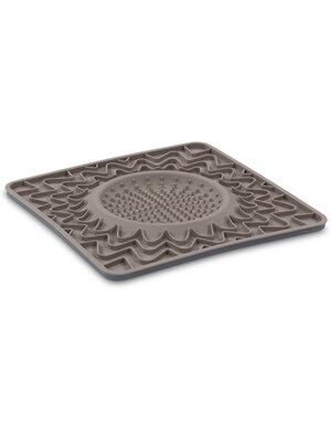 Messymutts Messy mutts tapis d'alimentation en silicone avec cadre et bol intégré 10x10" gris