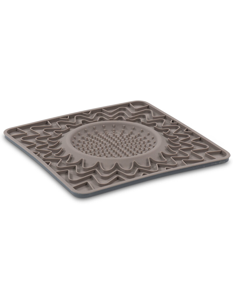 Messymutts Messy mutts tapis d'alimentation en silicone avec cadre et bol intégré 10x10" gris
