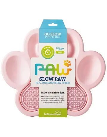 Paws Bol anti-glouton et tapis de léchage rose pâle
