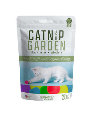 Pompom en peluche avec herbe à chat biologique (20 pompom).