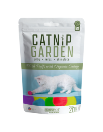 Pompom en peluche avec herbe à chat biologique (20 pompom).