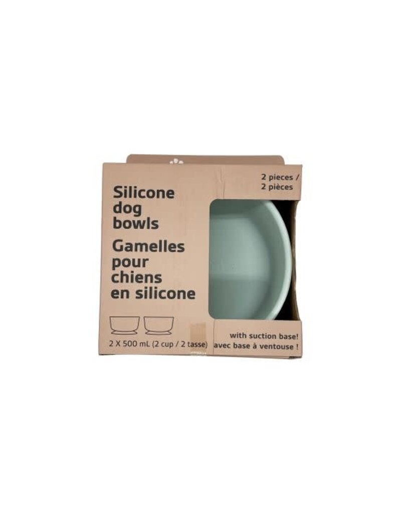 Dexypaws Dexypaws ensemble de deux bols en silicone vert sauge avec base à ventouse