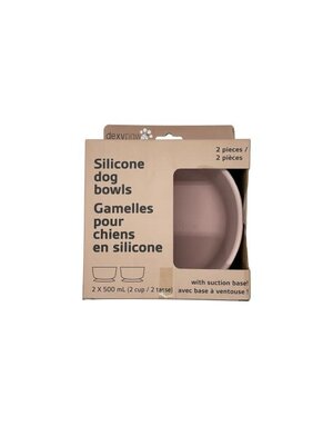 Dexypaws Dexypaws ensemble de deux bols en silicone rose poudre avec base à ventouse