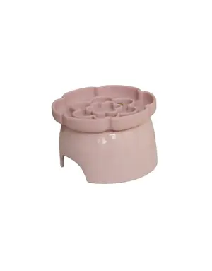 Dexypaws Dexypaws bol surélevé en céramique pour chat avec ralentisseur, forme de fleur rose 7.75 oz