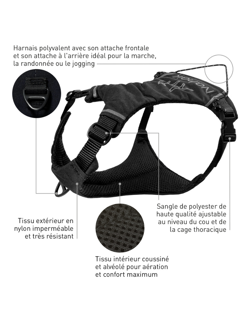 Nahak Nahak harnais de marche noir pour petits chiens très très petit.