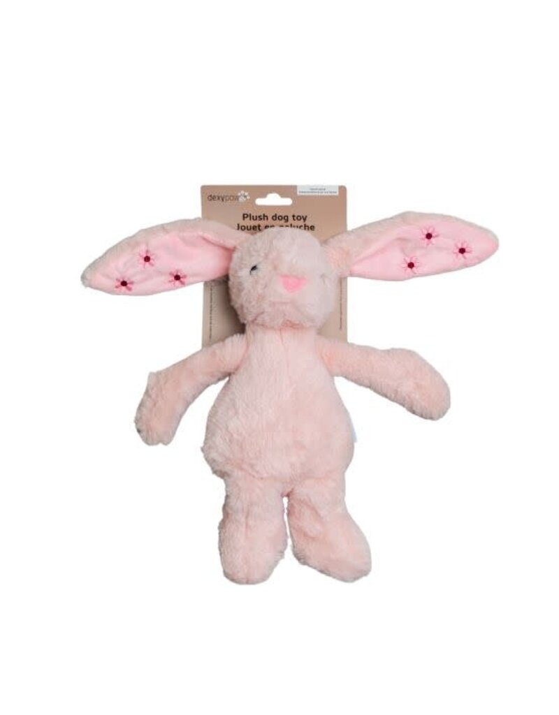 Dexypaws Dexypaws jouet en peluche pour chien - lapin rose poudré