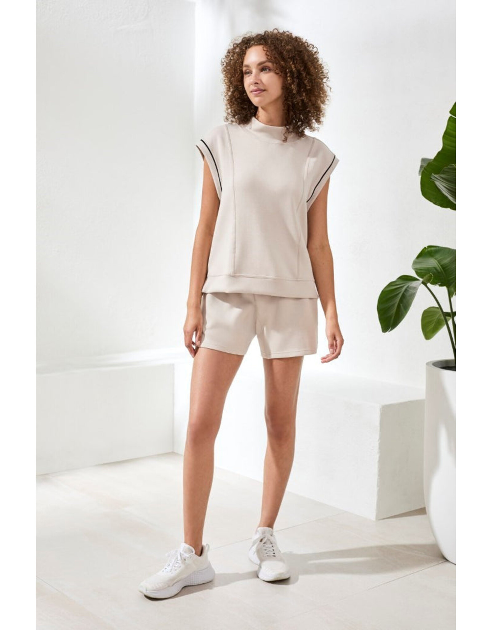 TRIBAL 2446O-3390 MOCK NECK TOP