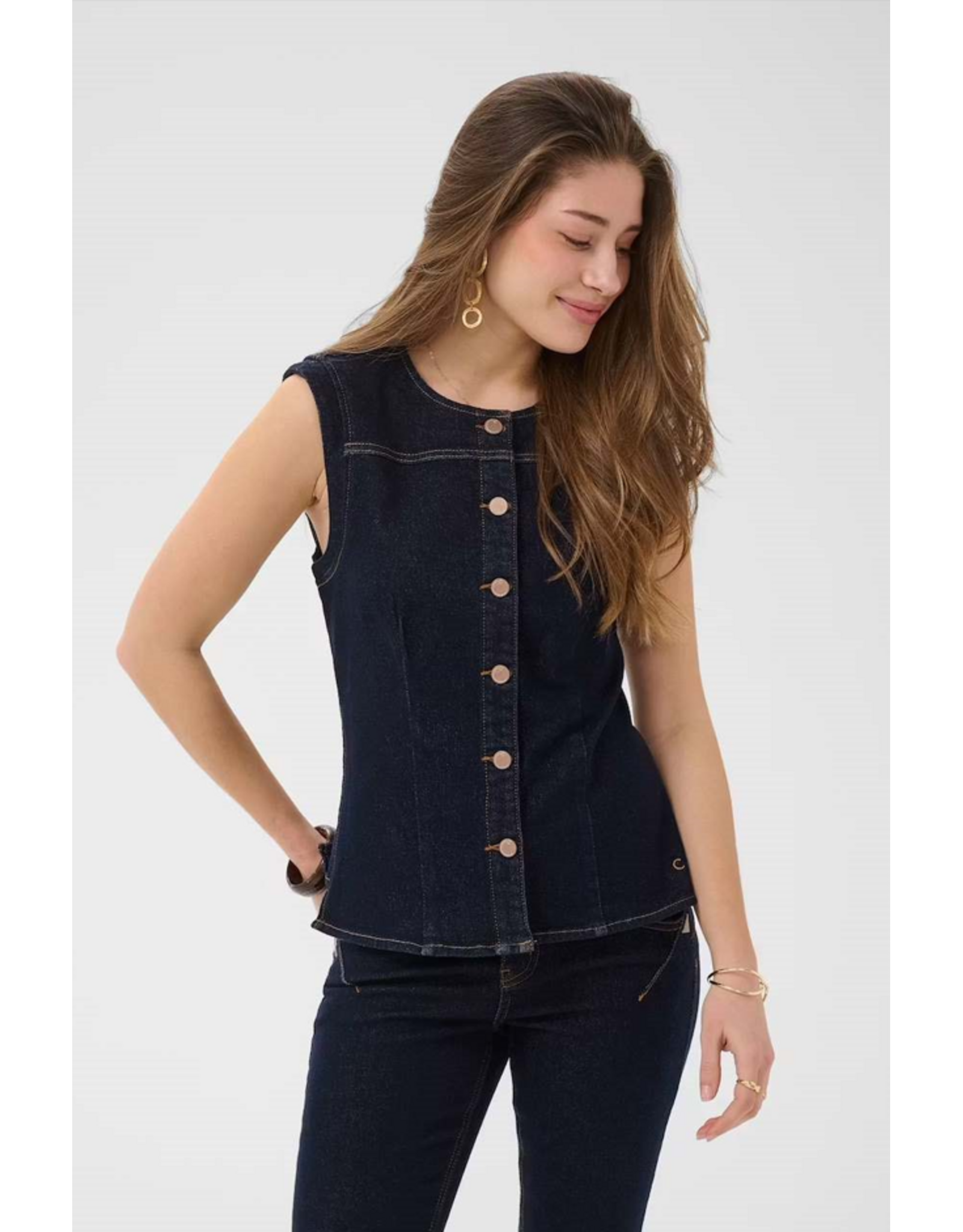 CREAM 10615211 DENIM WAISTCOAT
