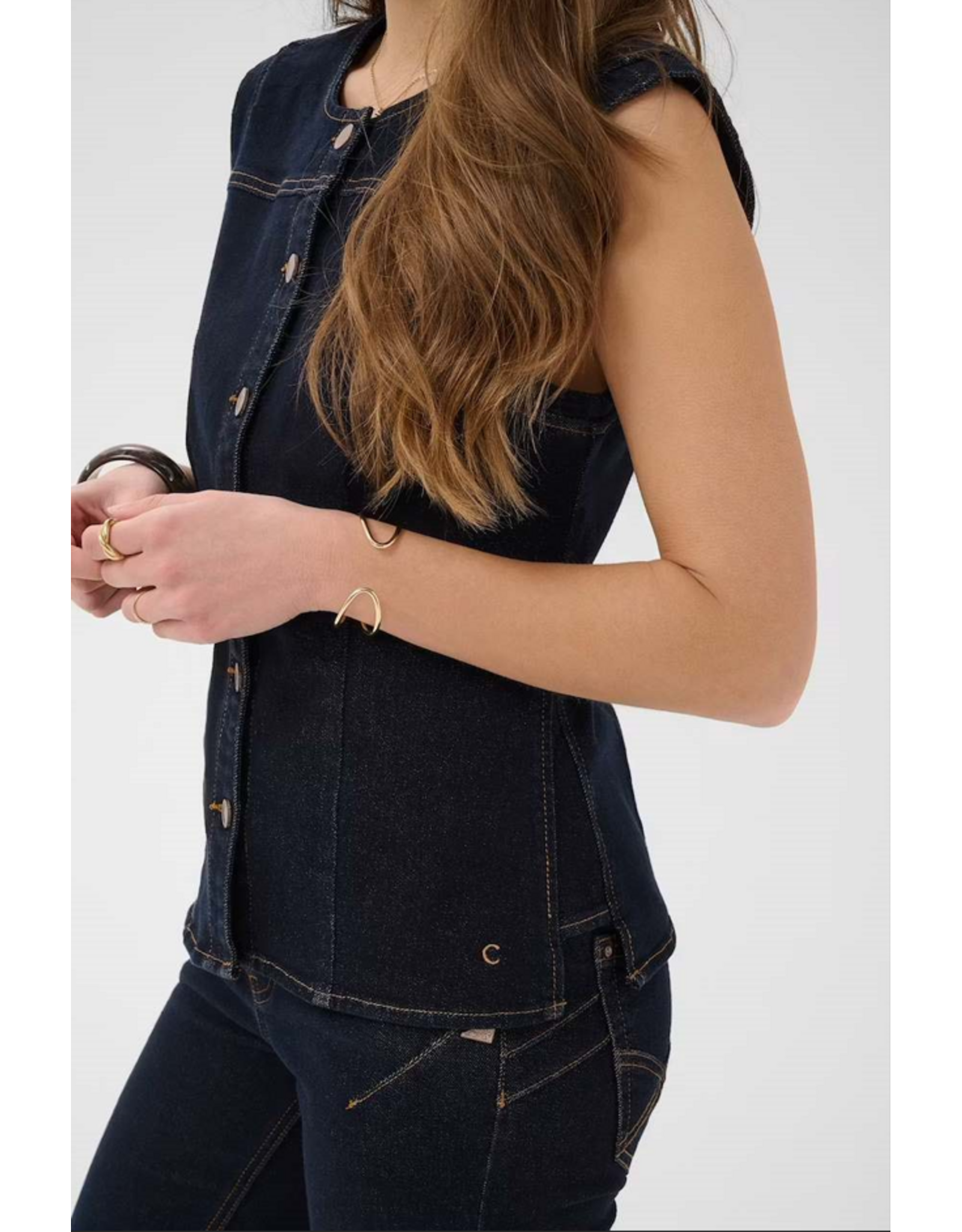 CREAM 10615211 DENIM WAISTCOAT