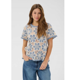 CREAM 10615269 CROCHET BLOUSE