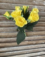 9" Bunch of Real Touch Yellow Roses