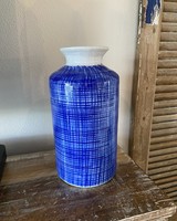 14" Cobalt Blue Ceramic Vase with Off-White Rim