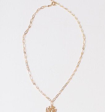 Leslie Curtis Jewelry Designs Charlie Hammered Arrowhead Necklace Plated 18k Gold.