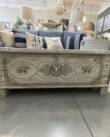 Featured In Haus 45 x 15" Distressed Storage Coffee Table/Trunk  with Elephants V-373