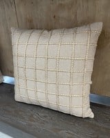 Featured In Haus 17" Square Cream Cotton & Jute Grid Pillow 17694A