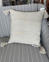 20" Square Woven Cotton Pillow w/Tassels, Multicolor-DF5120