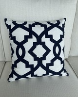 18' Square Cotton White Pillow with Navy Geo Pattern-17998A-WHBL
