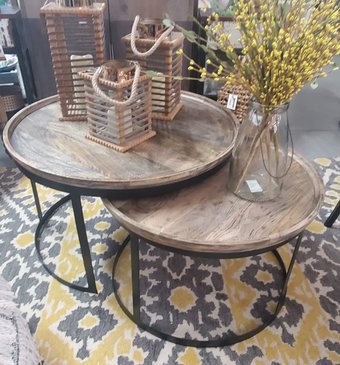 Featured In Haus Bengal Manor Mango Wood & Metal Round NestingCoffee Table - CVFNR464