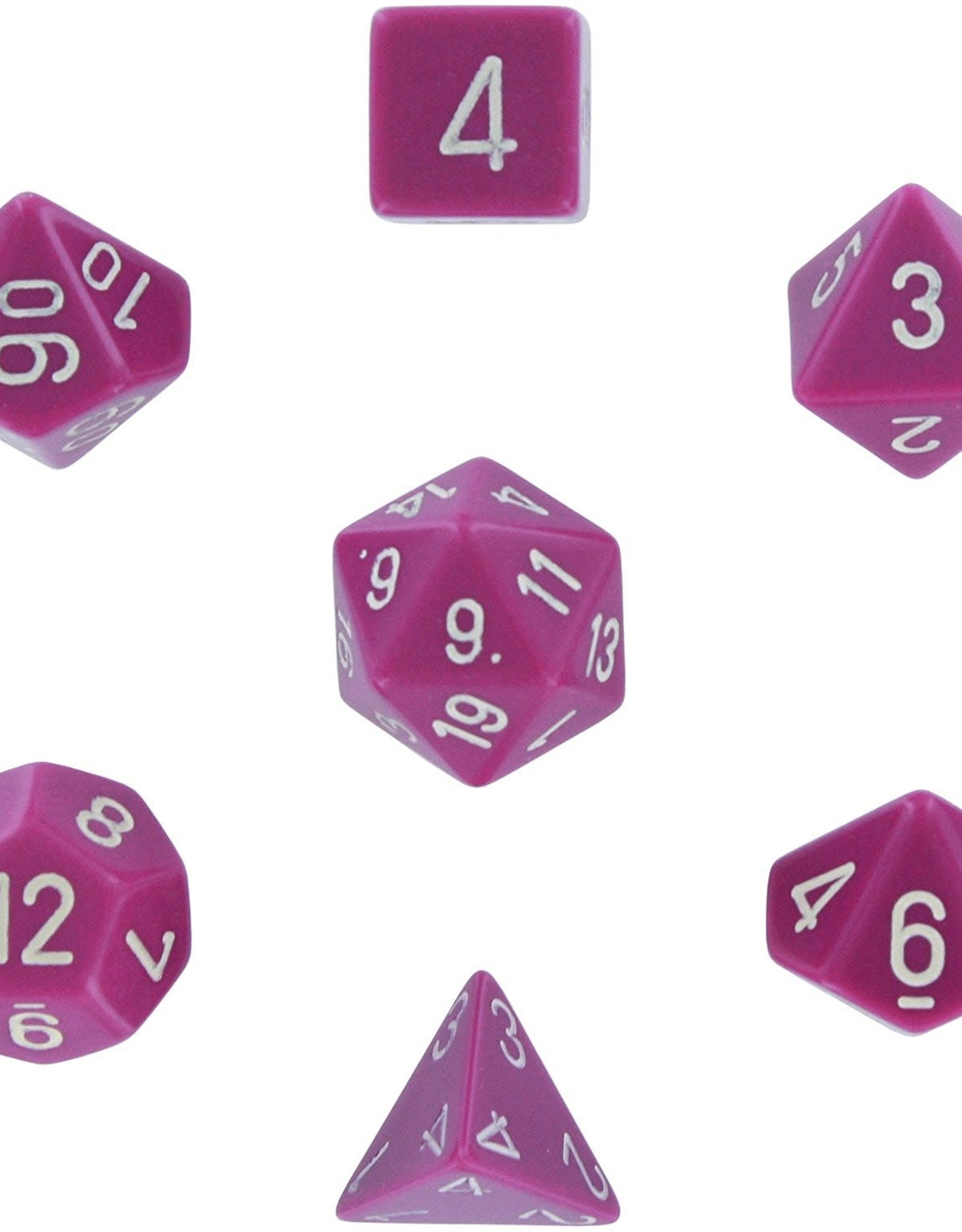 Chessex 7ct Poly Dice Set Opaque Light Purple/White