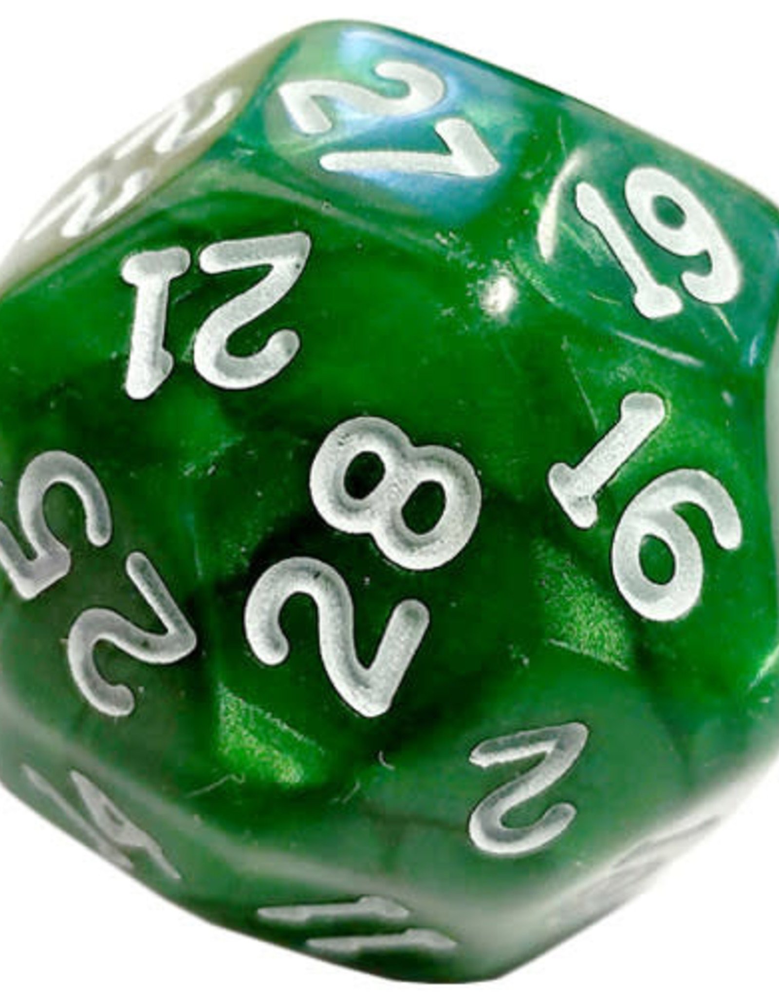 Chessex D30 Pearlescent Green w/White