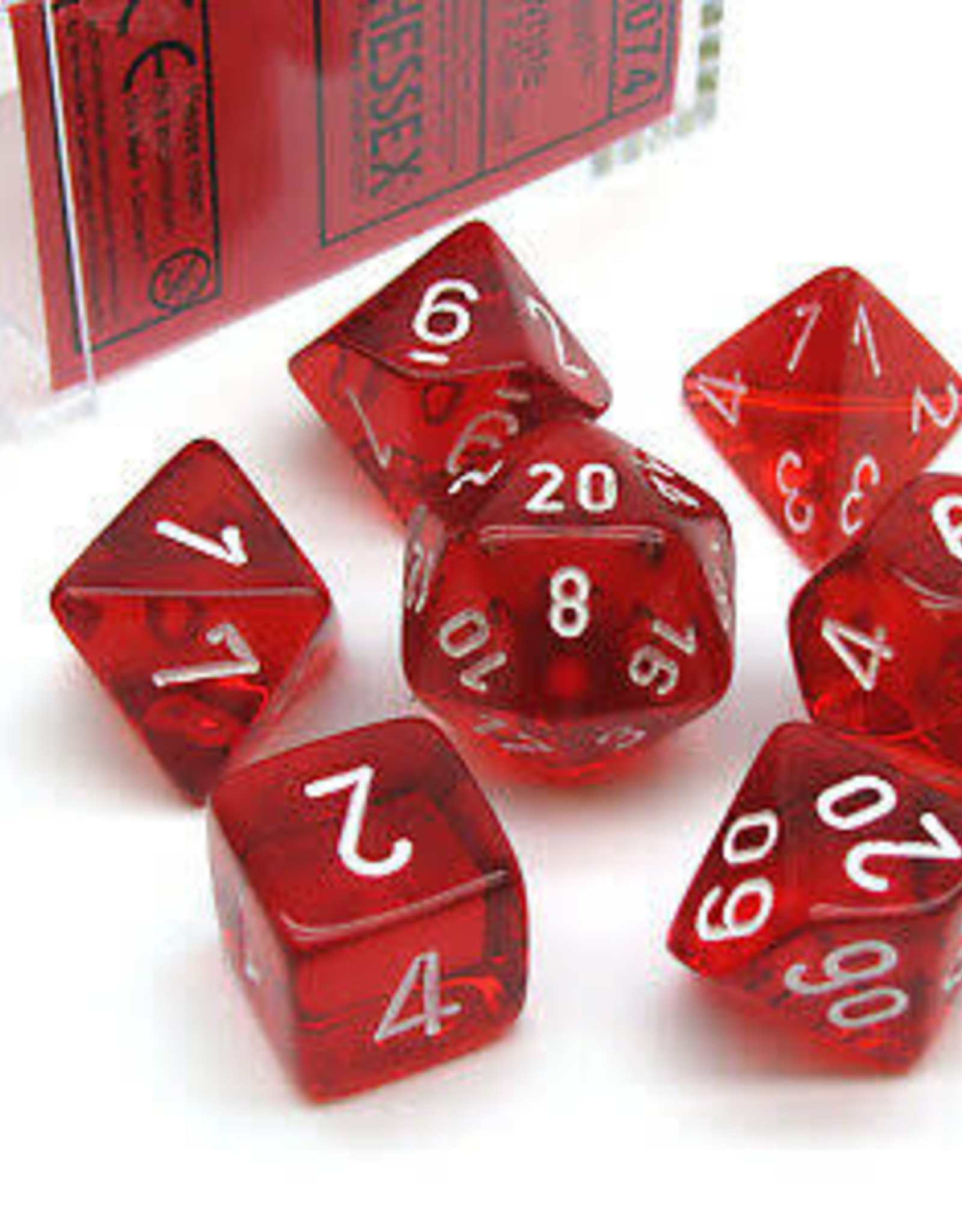 Chessex 7ct Poly Dice Set Translucent Red/White