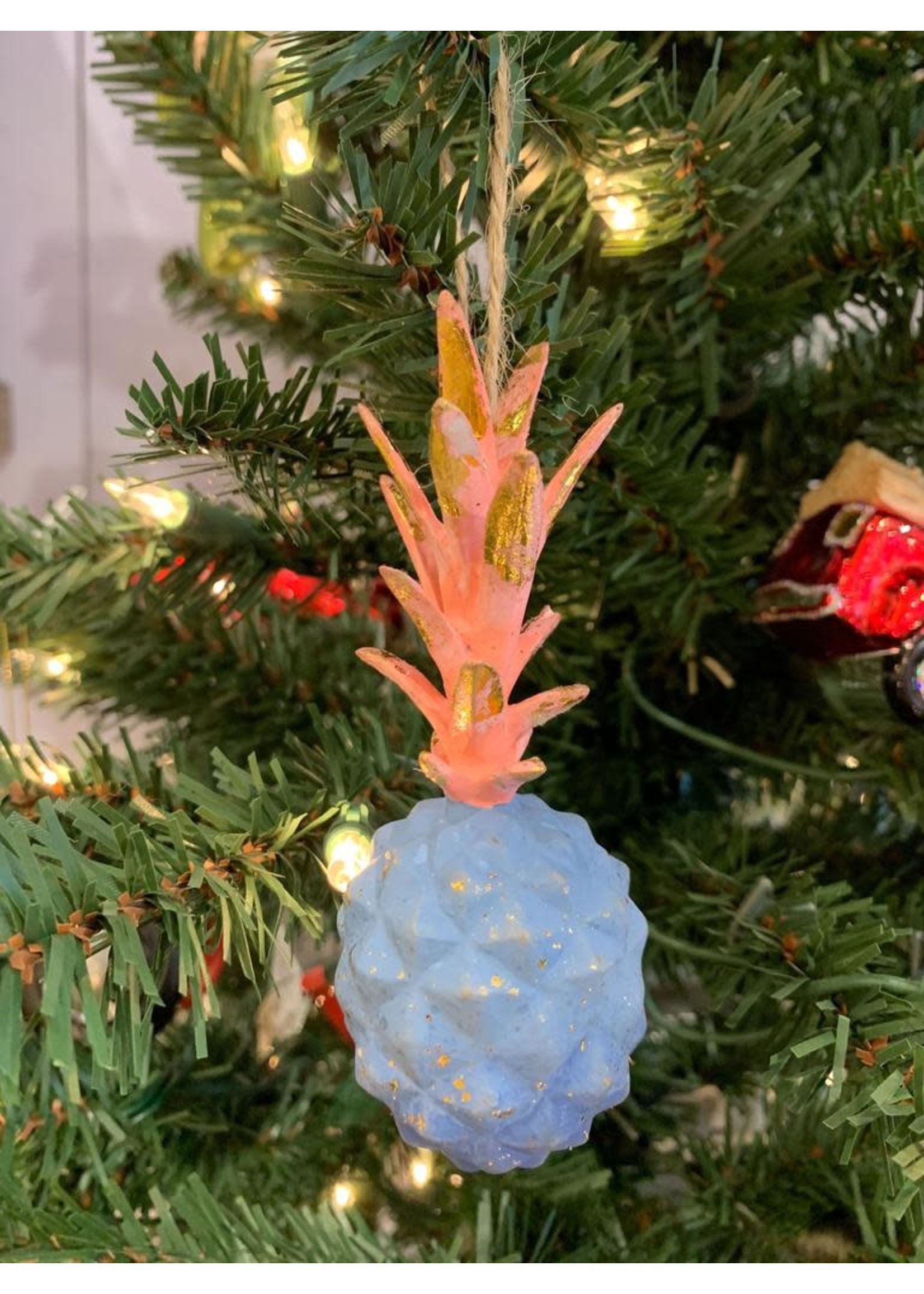 One Hundred 80 Degrees Blue Pineapple Ornament