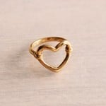Steel Ring With Open Heart - Gold