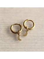 Steel Creoles With Mini Moon - Gold