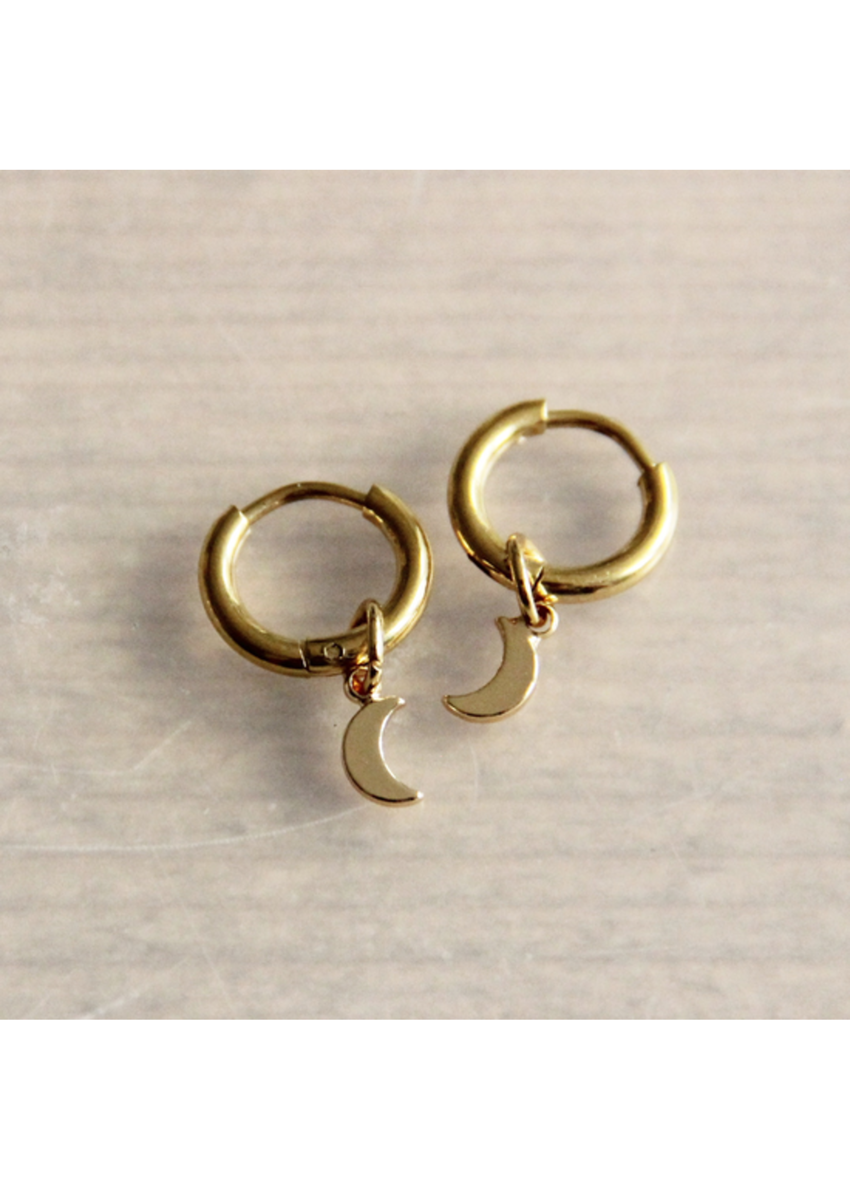 Steel Creoles With Mini Moon - Gold