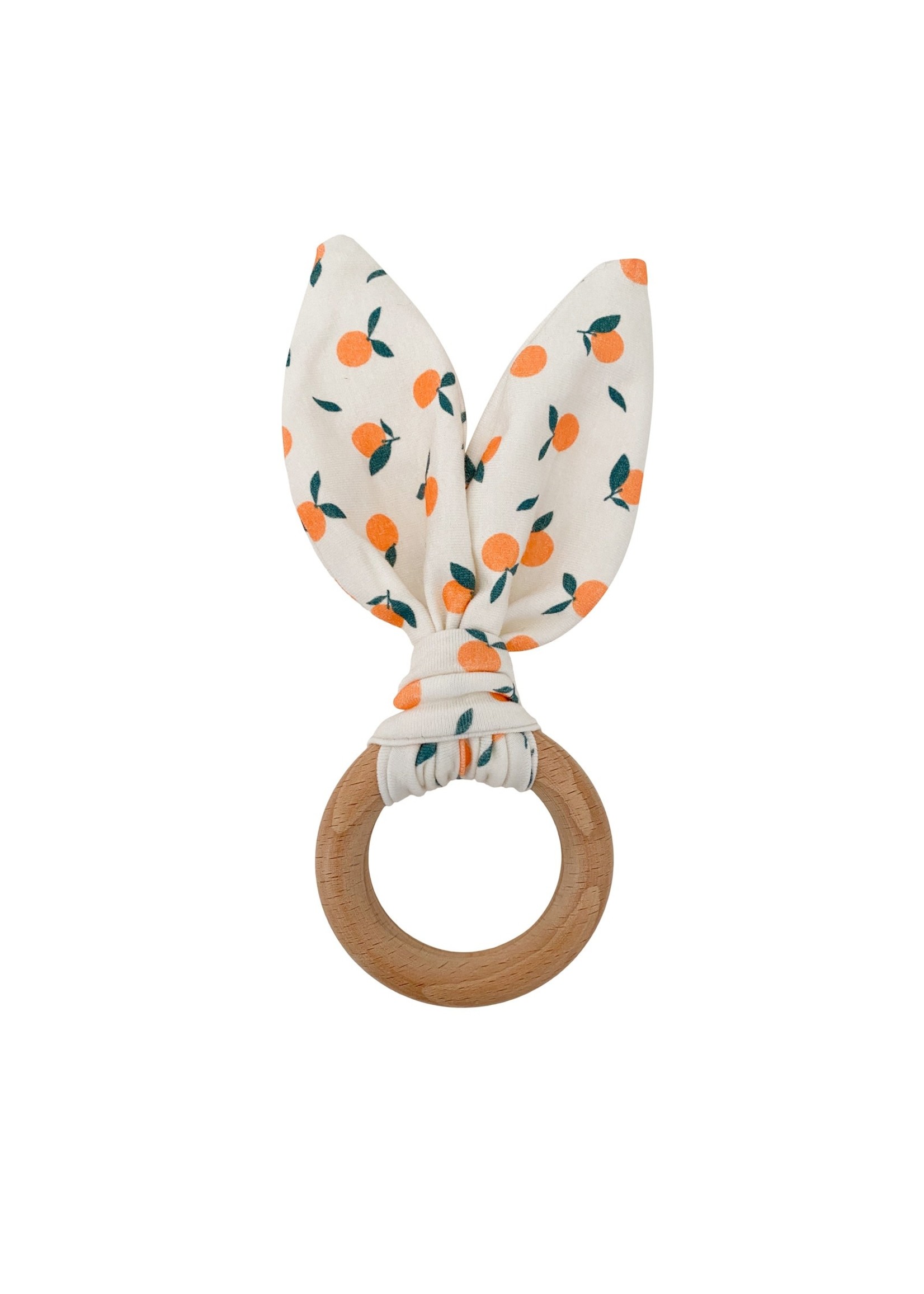 Chewable Charm Crinkle Bunny Ears Teether- Clementine