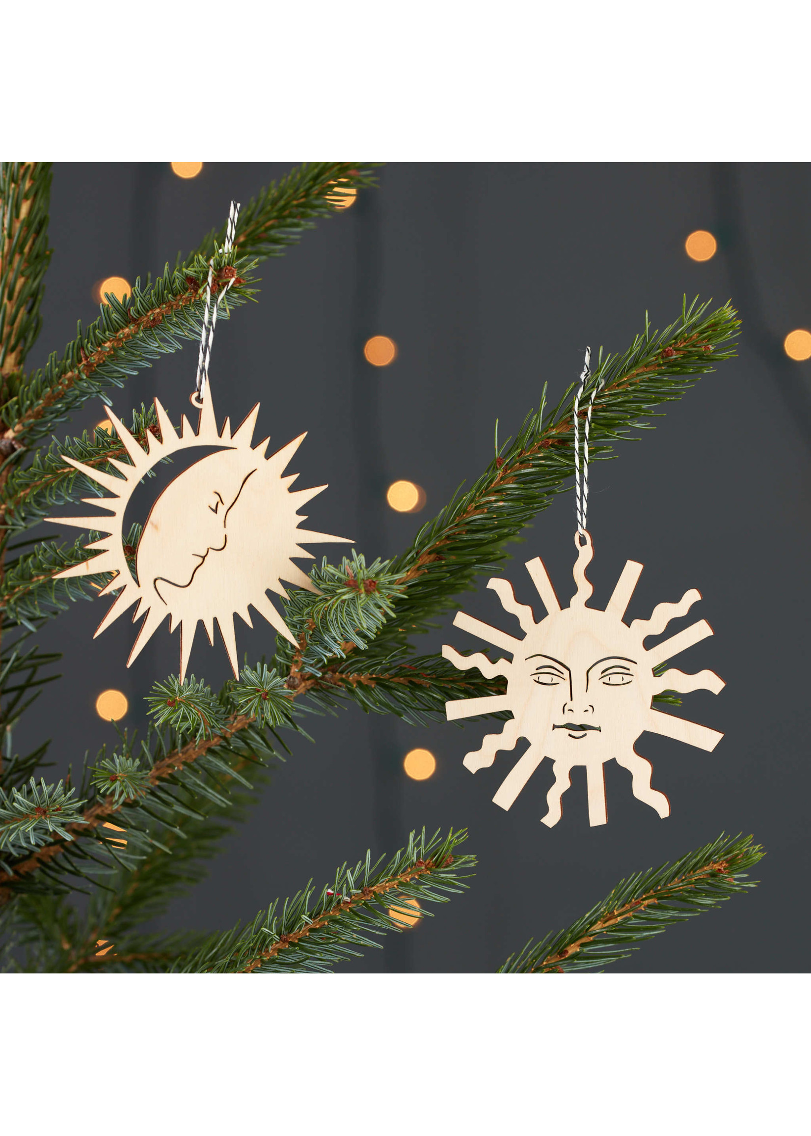 Light + Paper Tarot Card Sun Moon Wooden Ornaments