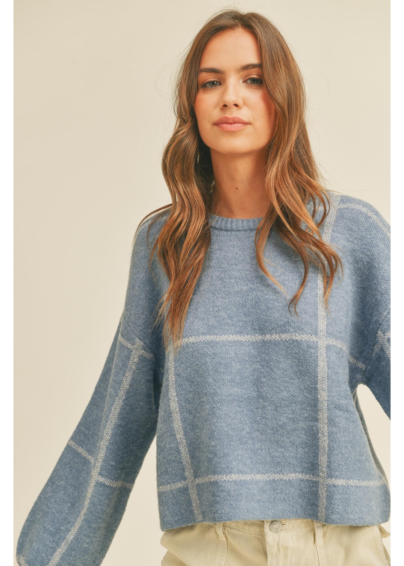 EM \u0026 ELLE Connor Grid Pattern Sweater 