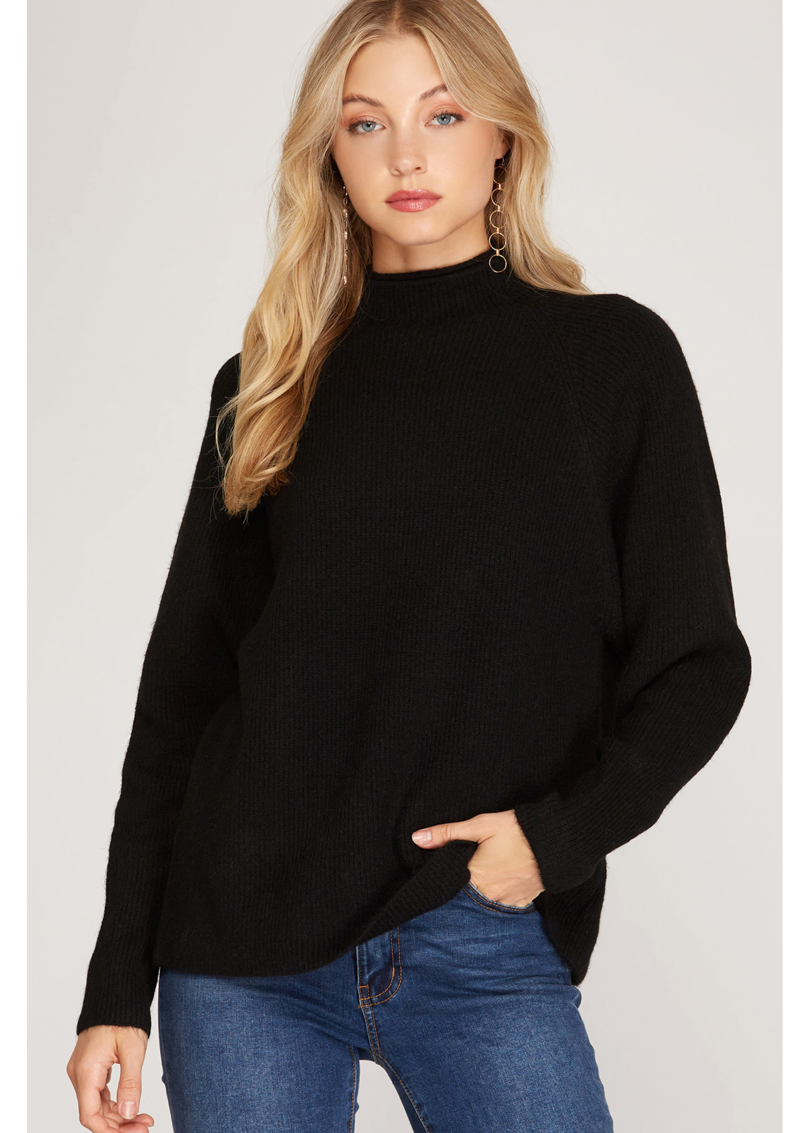 EM & ELLE Fisk Mock Neck Sweater