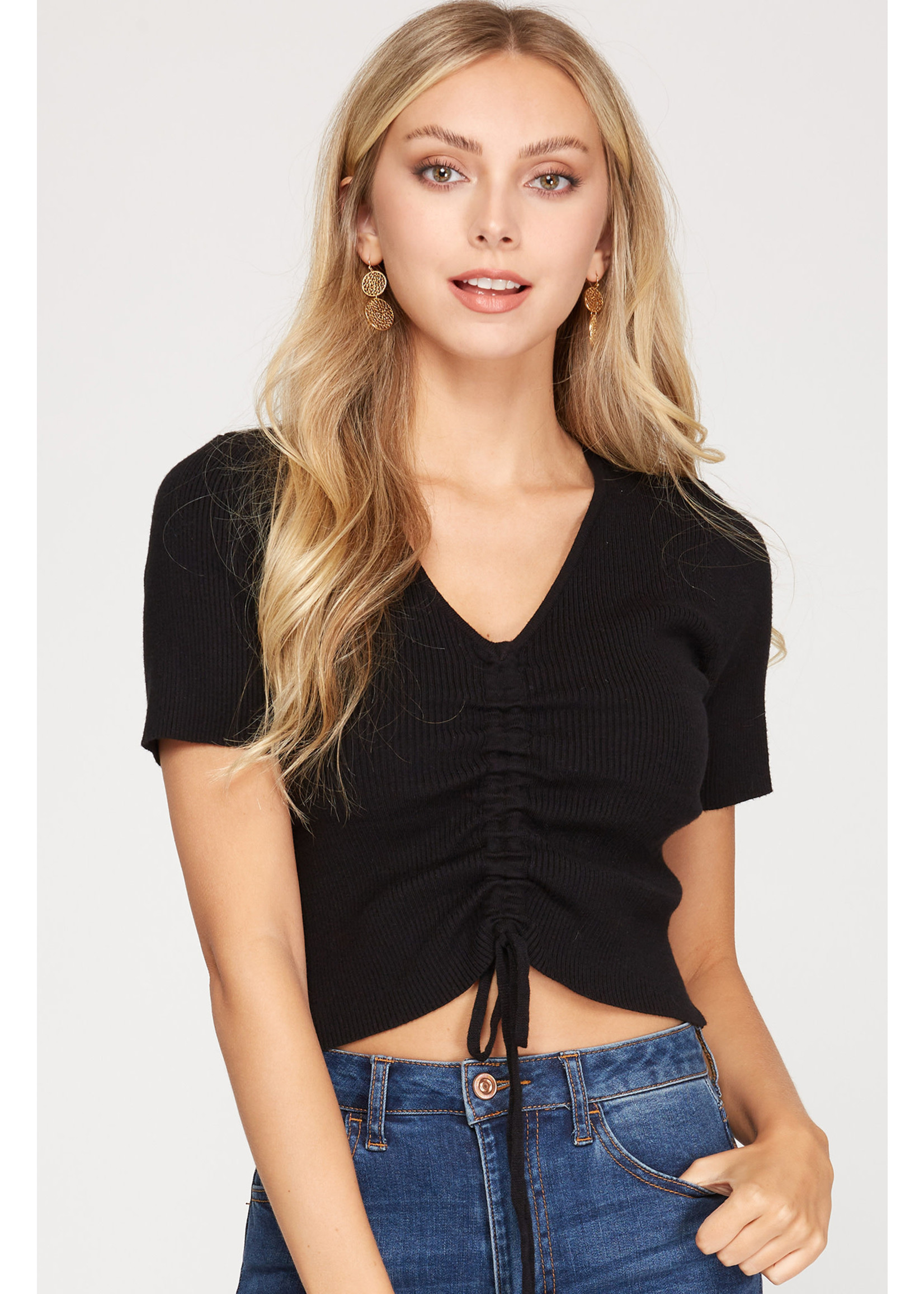 EM & ELLE Reese Ruched Tee Sweater