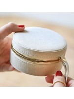 Round Natural Linen Jewellery Case