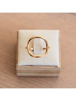 Steel Ring With Open Round - Gold