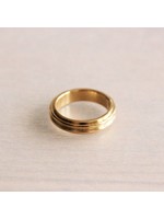 bazou Steel Striped Ring - gold
