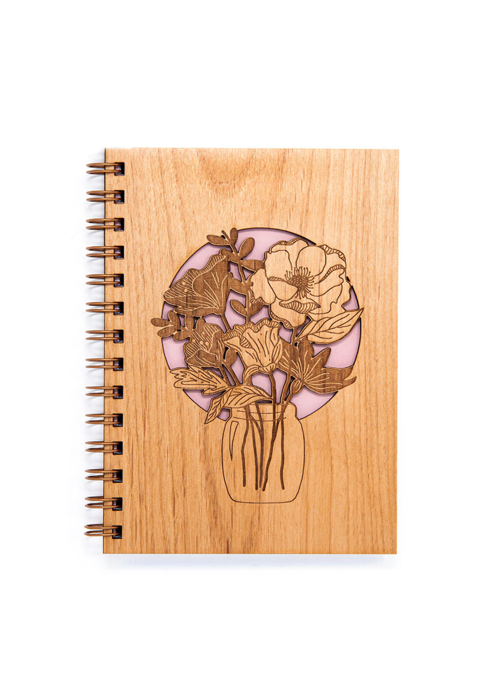 Wildflowers in Mason Jar Wood Journal