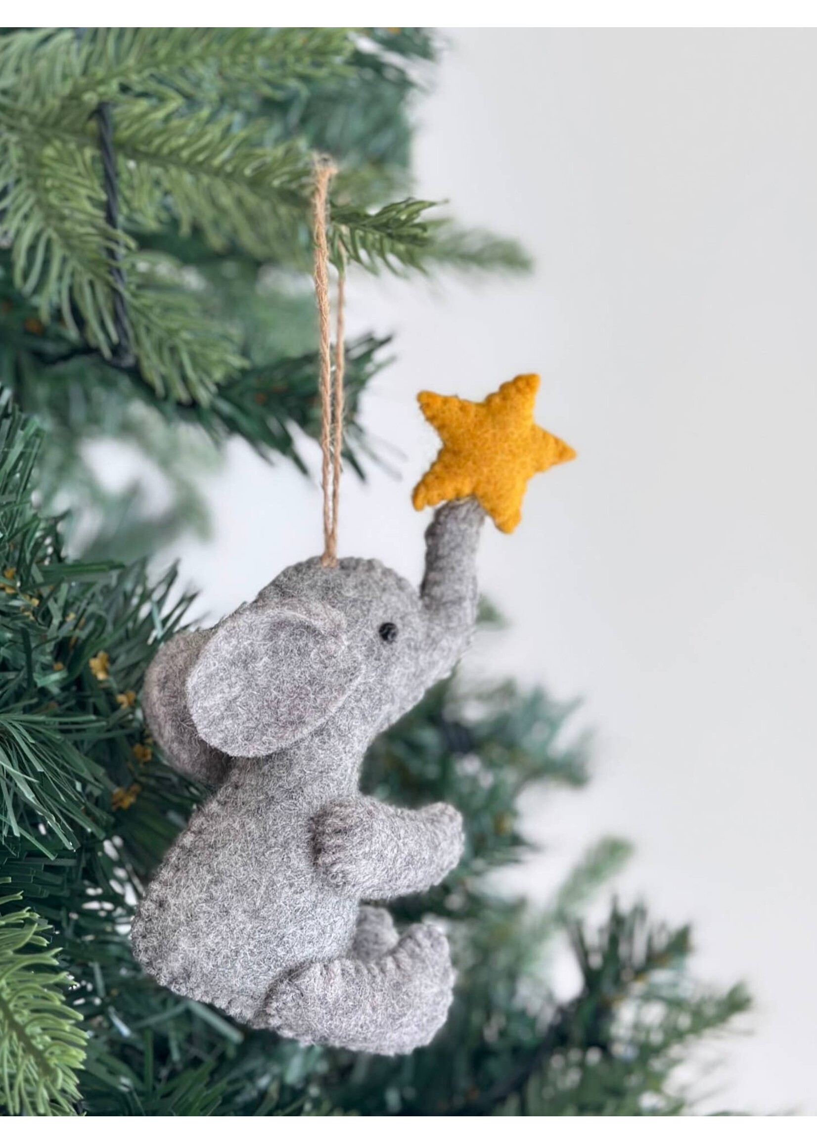 Felt Ornament - Elephant with Star