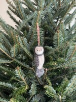 Hand-Stitched Owl Ornament Gray